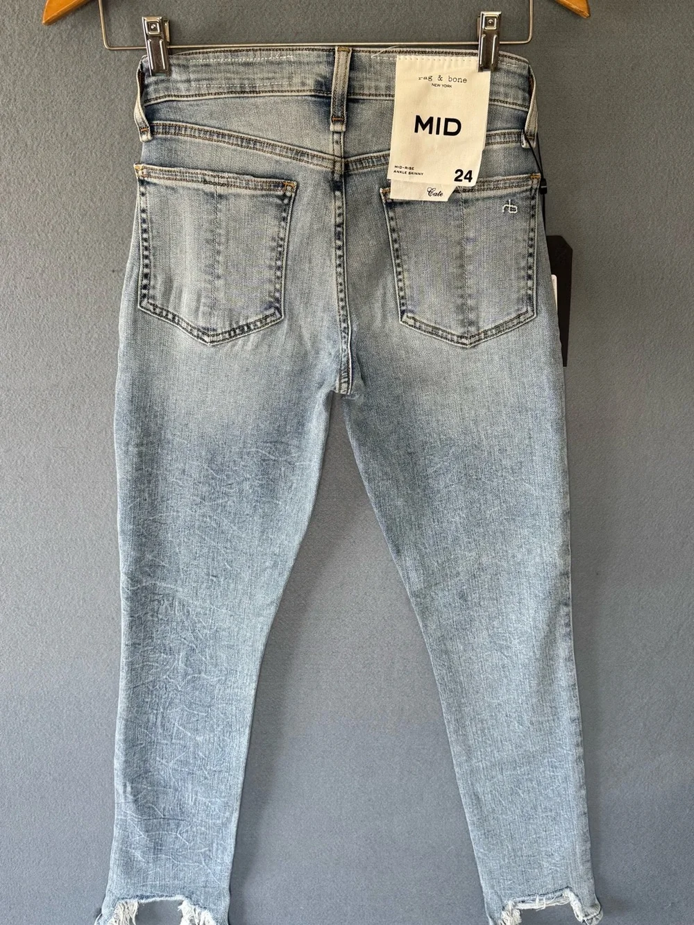 Rag & Bone Cate Mid Rise Ankle Skinny Jeans 24 Thunderbird Light Wash NWT - Picture 5 of 7